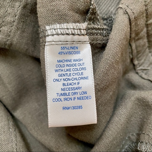 Linen Blend Olive Drawstring Crop Pants 1X - Picture 7 of 8